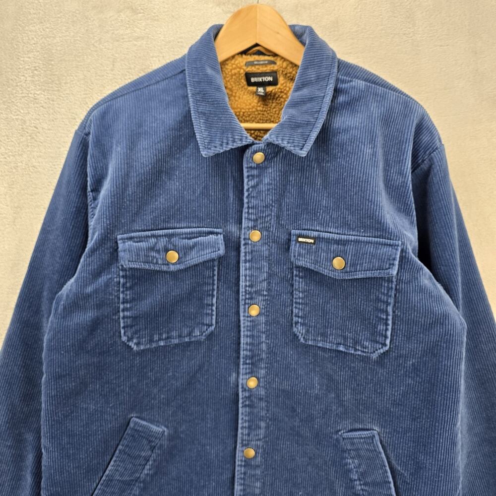 Brixton Durham Sherpa‎ Lined Jacket Mens Joe Blue Corduroy Relaxed Fit - Picture 3 of 13